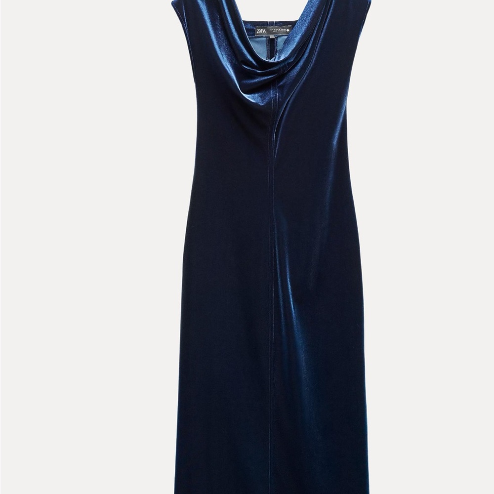 Elegant Navy Blue Velvet Dress